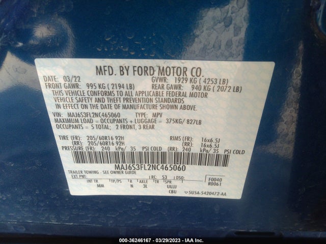 2022 Ford Ecosport, VIN: MAJ6S3FL2NC465060