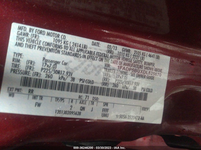 2013 FORD C-MAX HYBRID SEL VIN: 1FADP5BUXDL525670