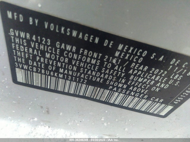 3VWCB7BU6KM131172 Volkswagen Jetta S/se/r-line