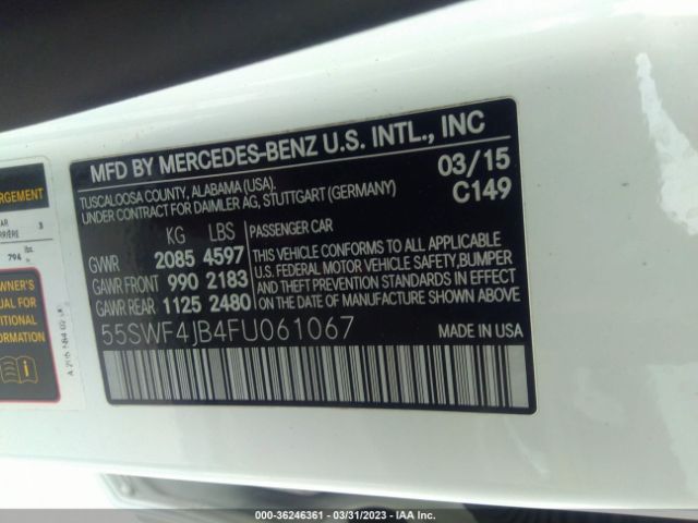 55SWF4JB4FU061067 Mercedes-Benz C-class C 300