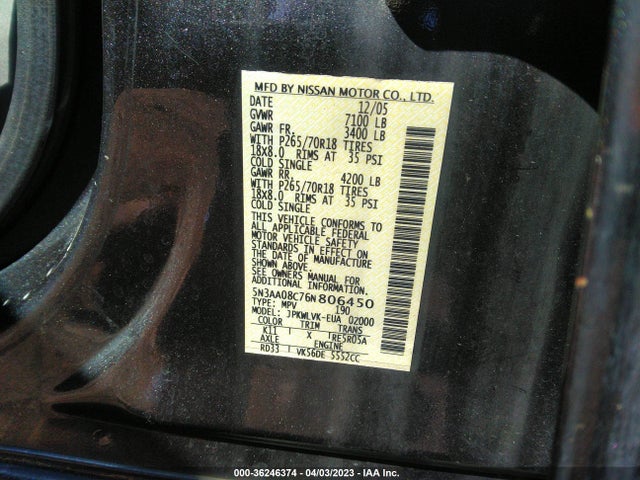 2006 INFINITI QX56 VIN: 5N3AA08C76N806450