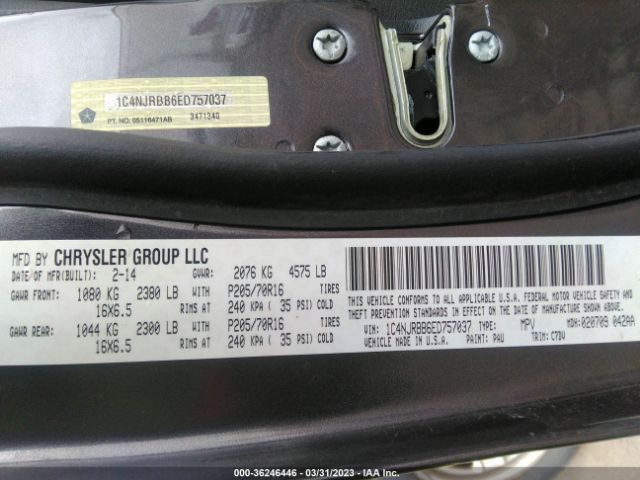 1C4NJRBB6ED757037 Jeep Patriot Sport