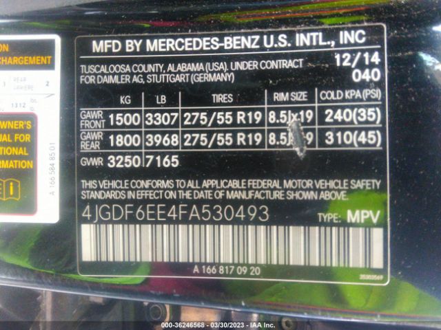 4JGDF6EE4FA530493 Mercedes-Benz Gl-class Gl 450