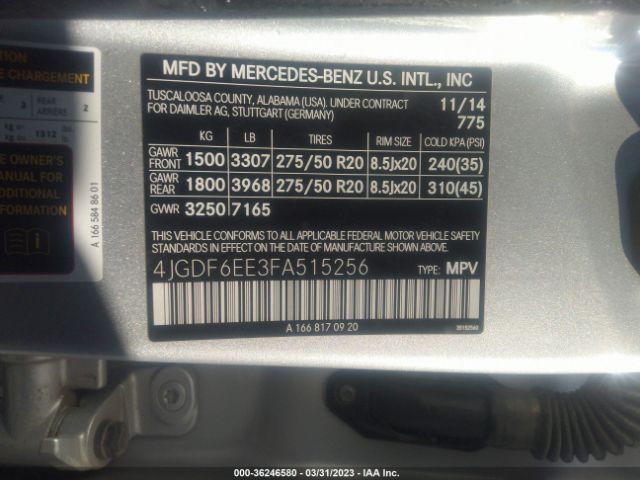 4JGDF6EE3FA515256 Mercedes-Benz Gl-class Gl 450