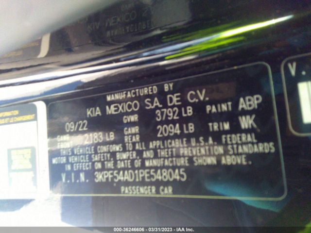 3KPF54AD1PE548045 KIA Forte Gt-line