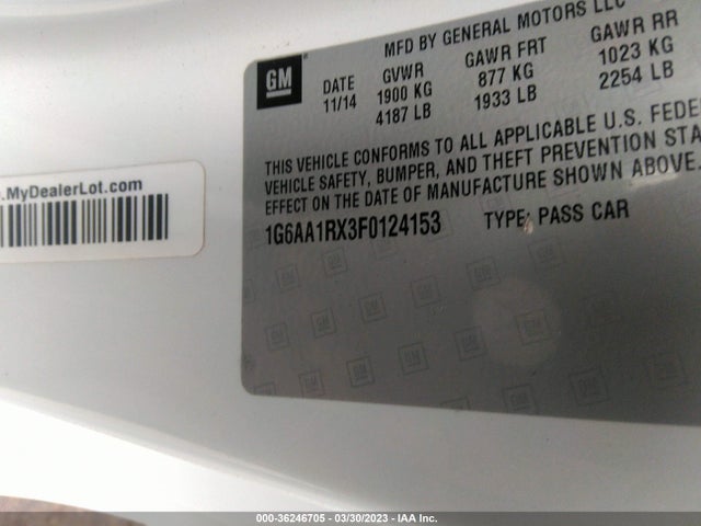 Cadillac Ats Coupe Standard Rwd 2015 1G6AA1RX3F0124153 Image 10