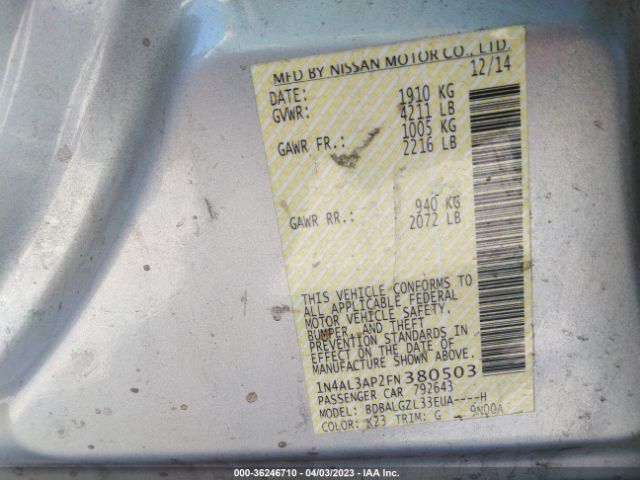 1N4AL3AP2FN380503 Nissan Altima 2.5 S