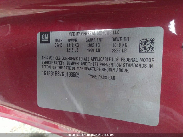 Chevrolet Camaro 1lt 2016 1G1FB1RS7G0193605 Image 9