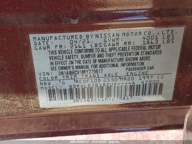 3N1AB8CV1MY279817 Nissan SENTRA SV