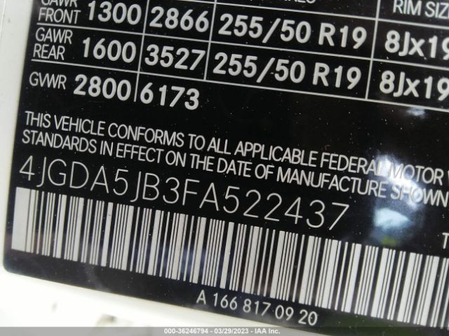 4JGDA5JB3FA522437 Mercedes-Benz M-class Ml 350