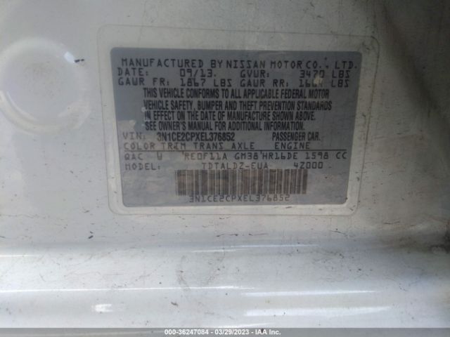 3N1CE2CPXEL376852 Nissan Versa Note Sv
