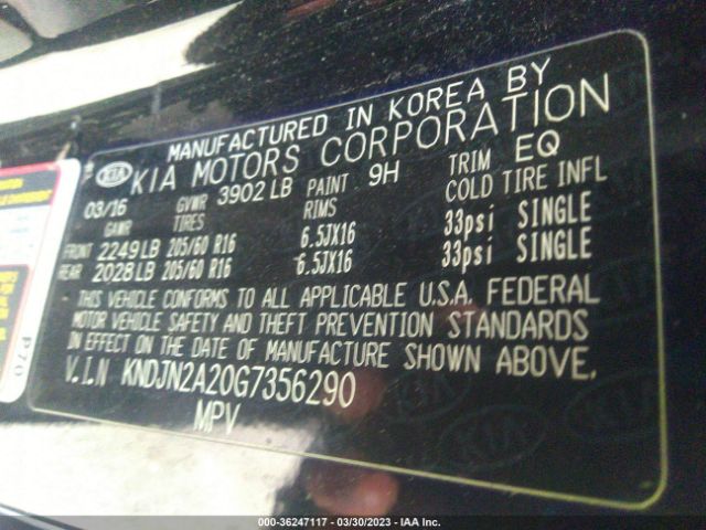 KNDJN2A20G7356290 KIA Soul Base