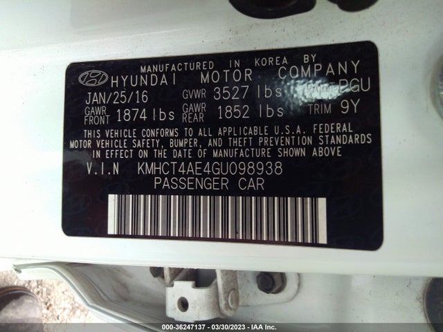 Hyundai ACCENT SE 2016 KMHCT4AE4GU098938 Image 9
