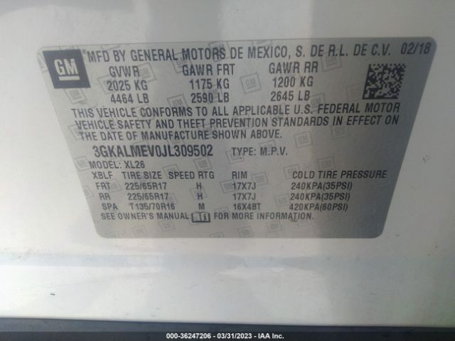 3GKALMEV0JL309502 GMC Terrain Sle