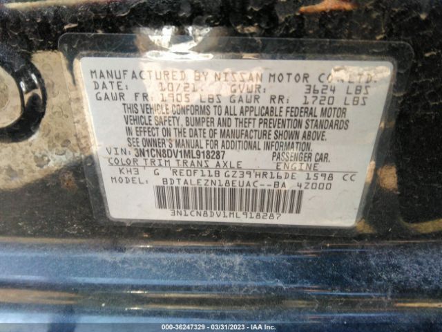 3N1CN8DV1ML918287 Nissan VERSA S