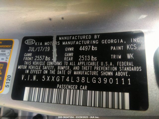 5XXGT4L38LG390111 KIA Optima Lx