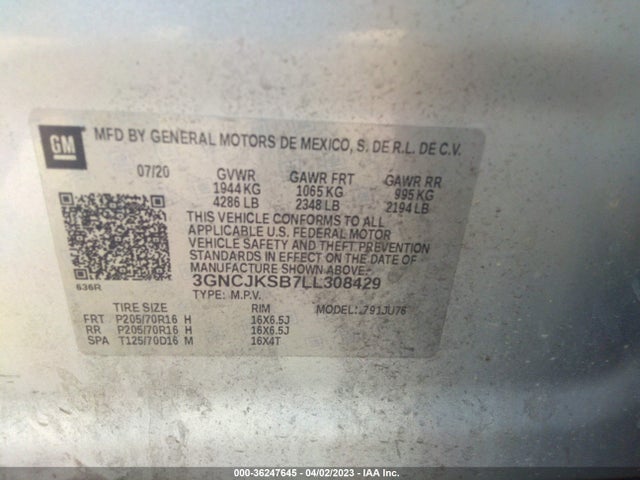 Chevrolet TRAX LS 2020 3GNCJKSB7LL308429 Image 9