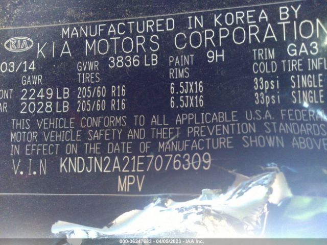 KNDJN2A21E7076309 KIA Soul Base