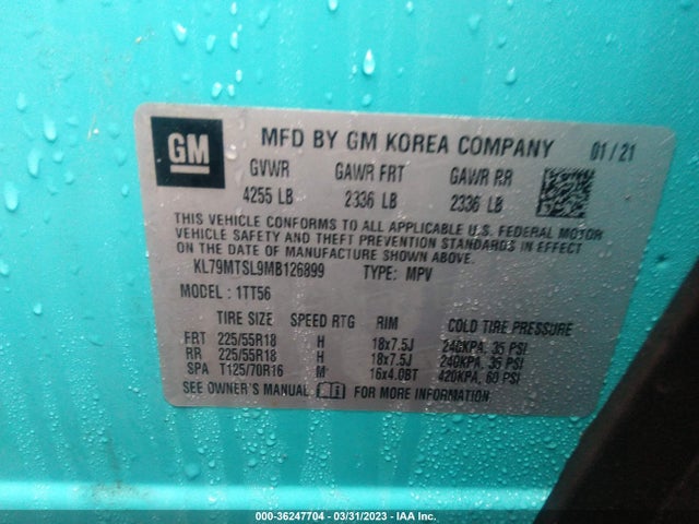 Chevrolet Trailblazer Rs 2021 KL79MTSL9MB126899 Image 9