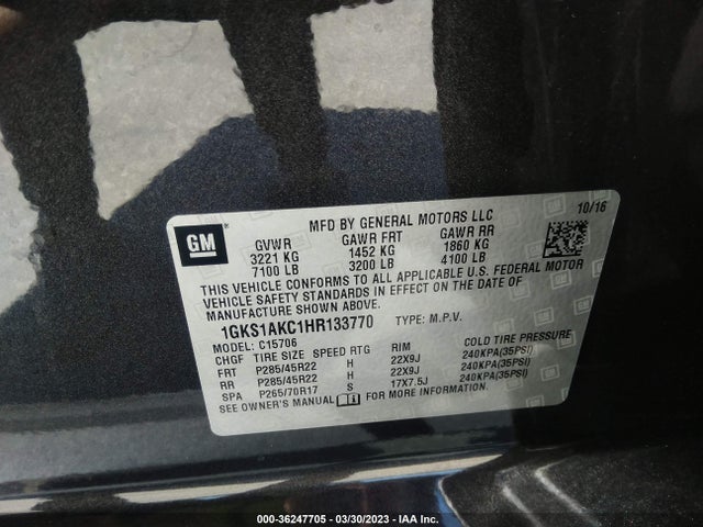 2017 GMC Yukon, VIN: 1GKS1AKC1HR133770
