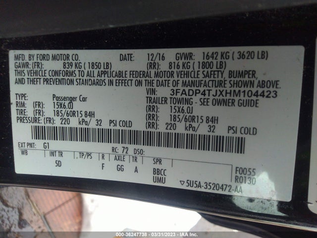 Ford FIESTA S 2017 3FADP4TJXHM104423 Image 9