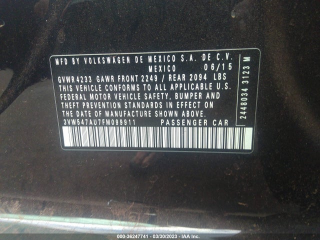 3VW547AU7FM099911 Volkswagen Golf Gti Autobahn W