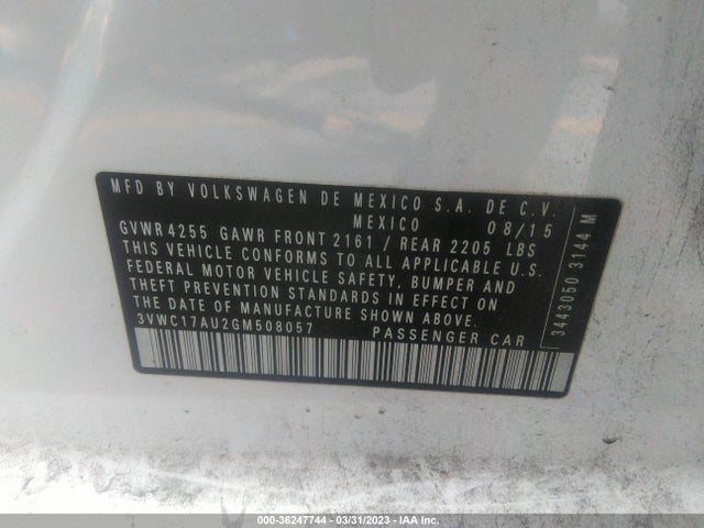 3VWC17AU2GM508057 Volkswagen Golf Sportwagen Tsi S
