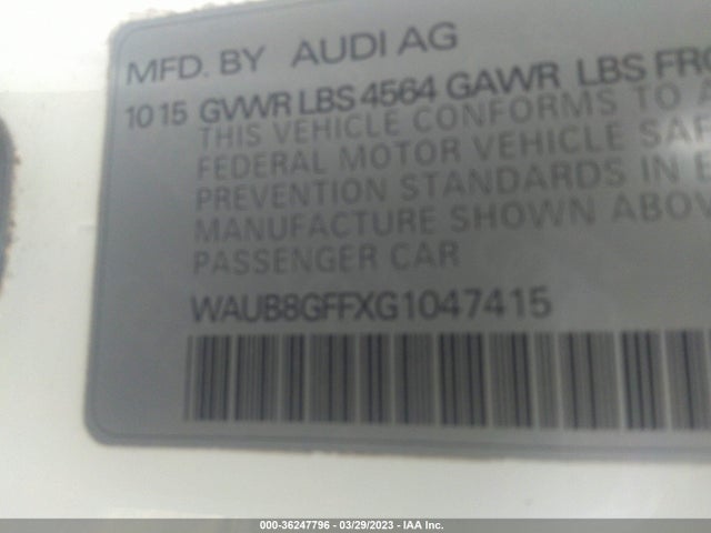 WAUB8GFFXG1047415 Audi A3 2.0t Premium