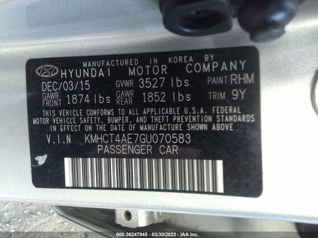 Hyundai ACCENT SE 2016 KMHCT4AE7GU070583 Image 10