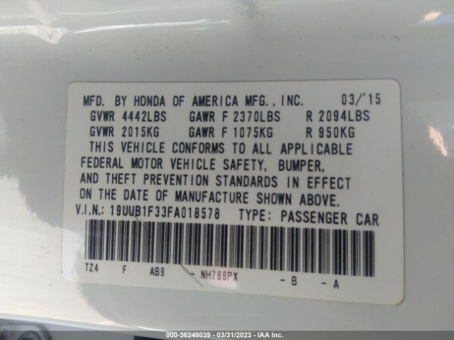 19UUB1F33FA018578 Acura TLX