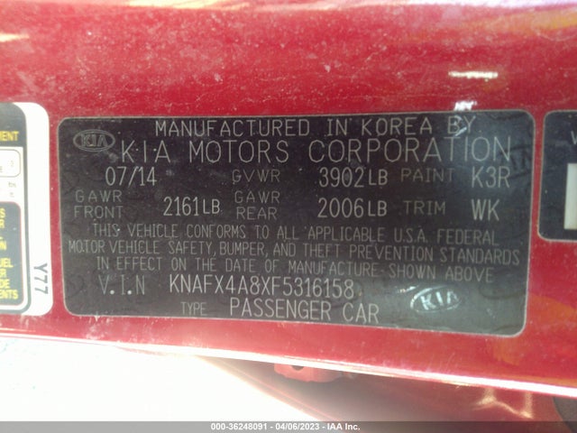 KIA FORTE EX 2015 KNAFX4A8XF5316158 Image 9
