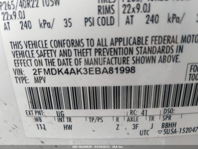 2FMDK4AK3EBA81998 Ford EDGE SPORT
