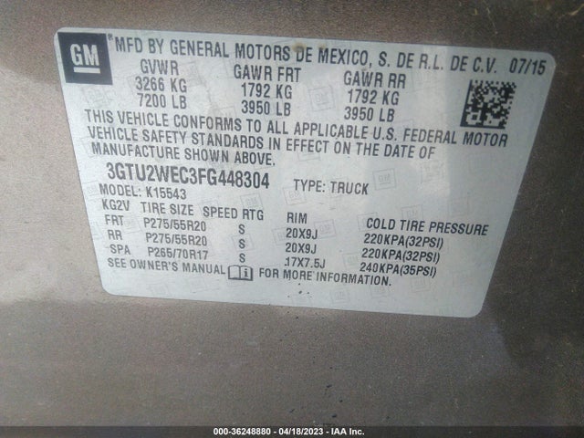 GMC Sierra 1500 Denali 2015 3GTU2WEC3FG448304 Image 9