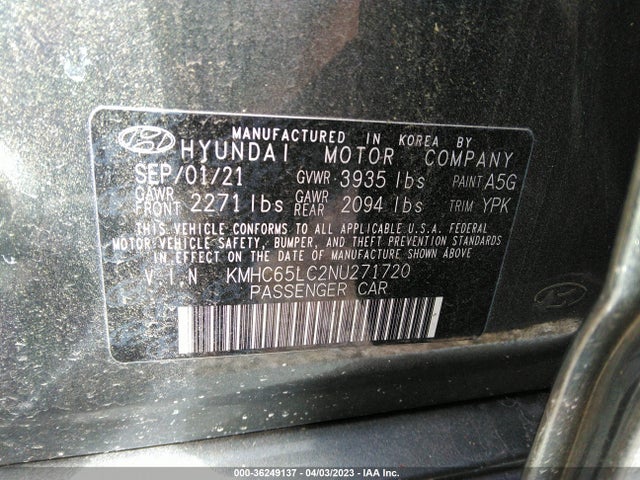 2022 Hyundai Ioniq, VIN: KMHC65LC2NU271720