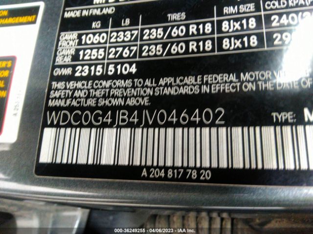 WDC0G4JB4JV046402 Mercedes-Benz Glc Glc 300