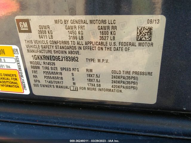 1GKKRNED9EJ183962 GMC ACADIA SLE
