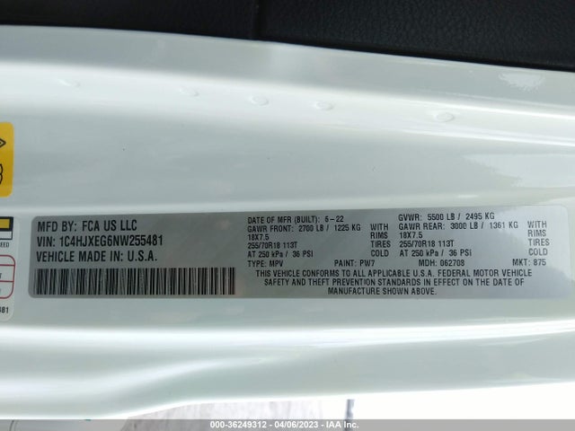 2022 Jeep Wrangler, VIN: 1C4HJXEG6NW255481