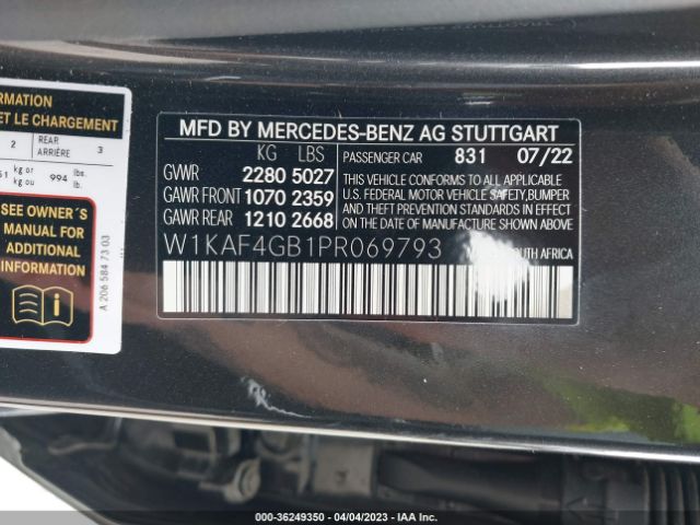 W1KAF4GB1PR069793 Mercedes-Benz C-class C 300