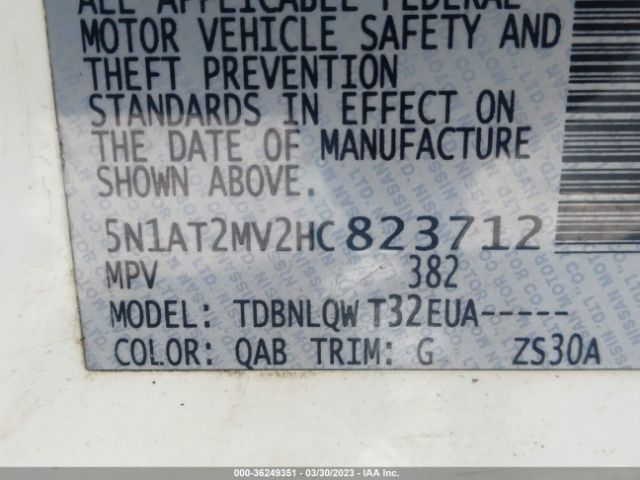 5N1AT2MV2HC823712 Nissan ROGUE SV
