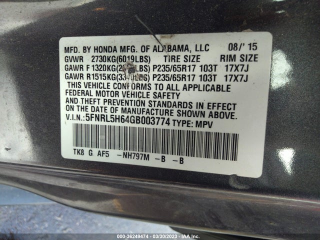 Honda Odyssey Ex-l 2016 5FNRL5H64GB003774 Image 10