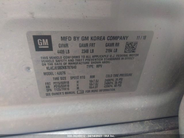 KL4CJESB2KB787640 Buick Encore Preferred
