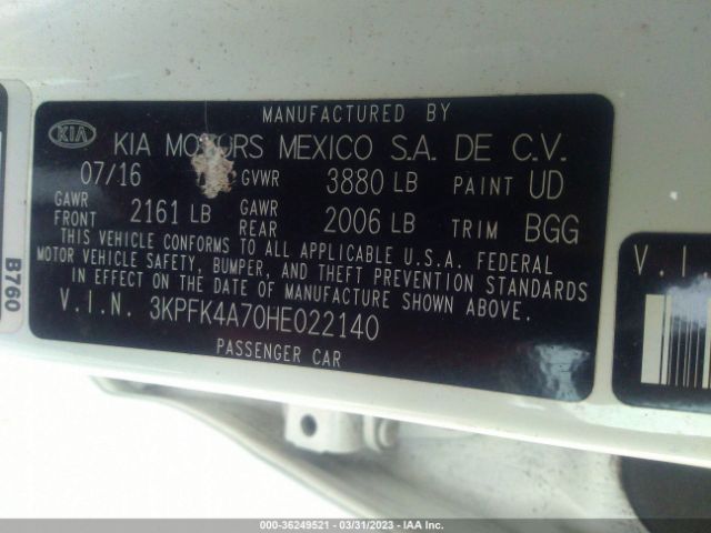 3KPFK4A70HE022140 KIA FORTE LX