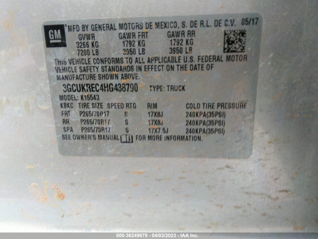 Chevrolet Silverado 1500 Lt 2017 3GCUKREC4HG438790 Image 10