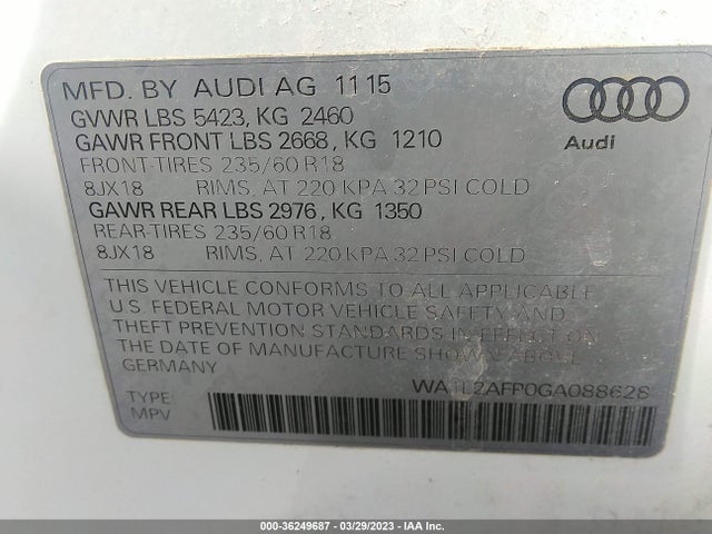Audi Q5 Premium Plus 2016 WA1L2AFP0GA088628 Image 9