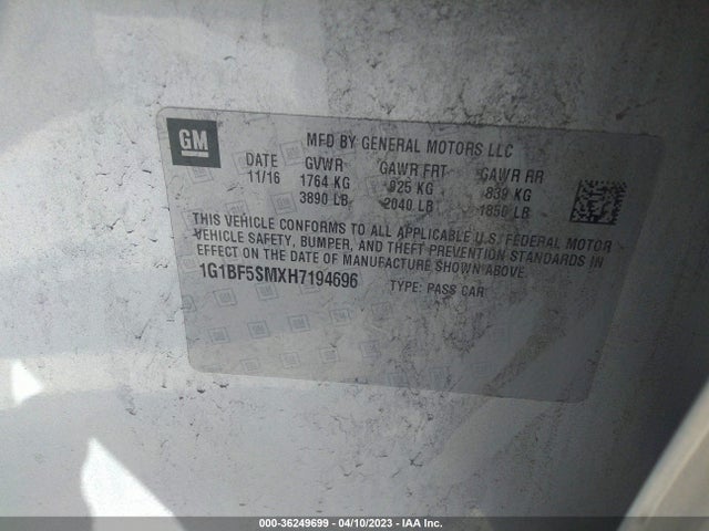 Chevrolet Cruze Premier Auto 2017 1G1BF5SMXH7194696 Image 9