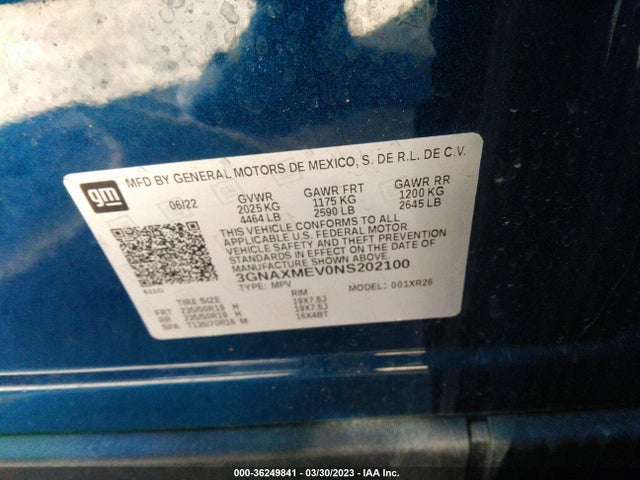 Chevrolet EQUINOX RS 2022 3GNAXMEV0NS202100 Image 9