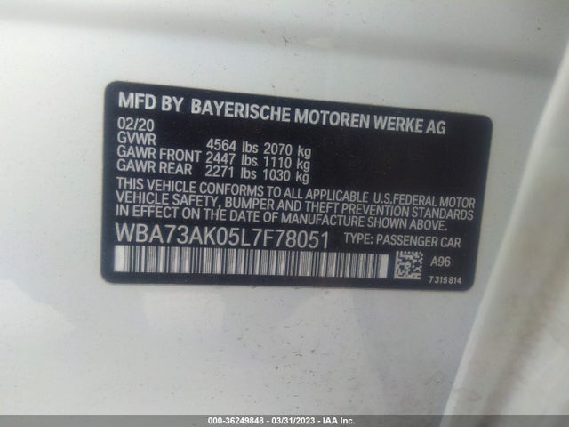 2020 BMW 2 Series, VIN: WBA73AK05L7F78051