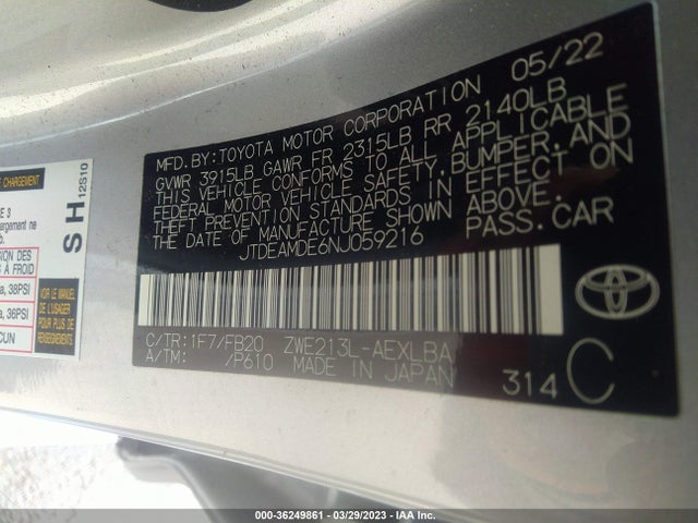 Toyota Corolla Hybrid Le 2022 JTDEAMDE6NJ059216 Image 10
