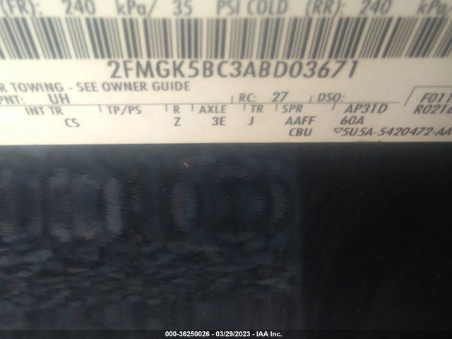 2010 FORD FLEX SE VIN: 2FMGK5BC3ABD03671