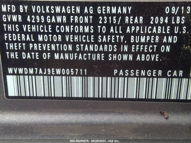2014 Volkswagen Golf, VIN: WVWDM7AJ9EW005711